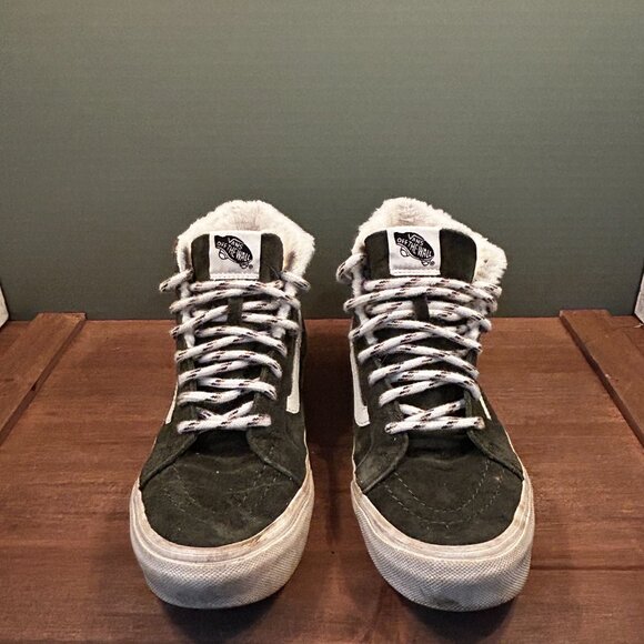 Vans Mens Dark Green Faux Fur Lined High Top Skateboard Shoes Size 6M/7.5W - Picture 8 of 11